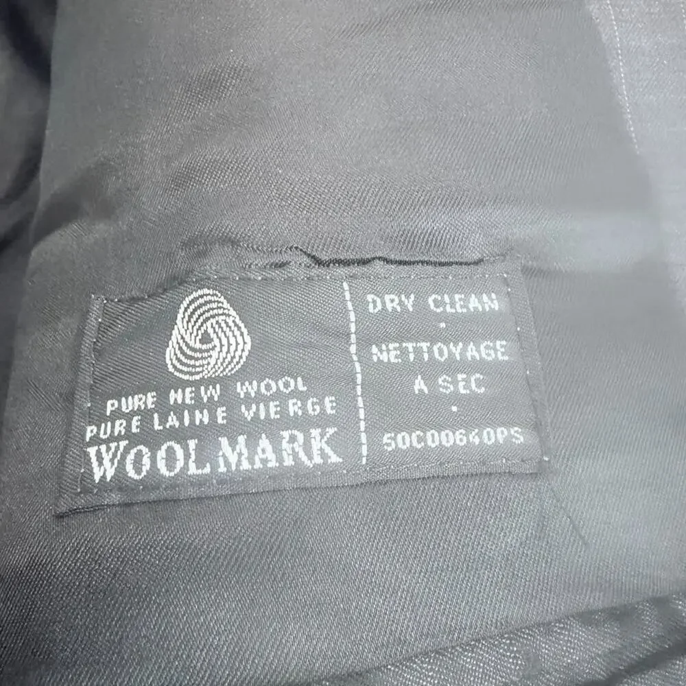 Vtg Lauren Ralph Lauren Pure Wool Blazer Sz 38s Gray Pin Strip Made In Canada